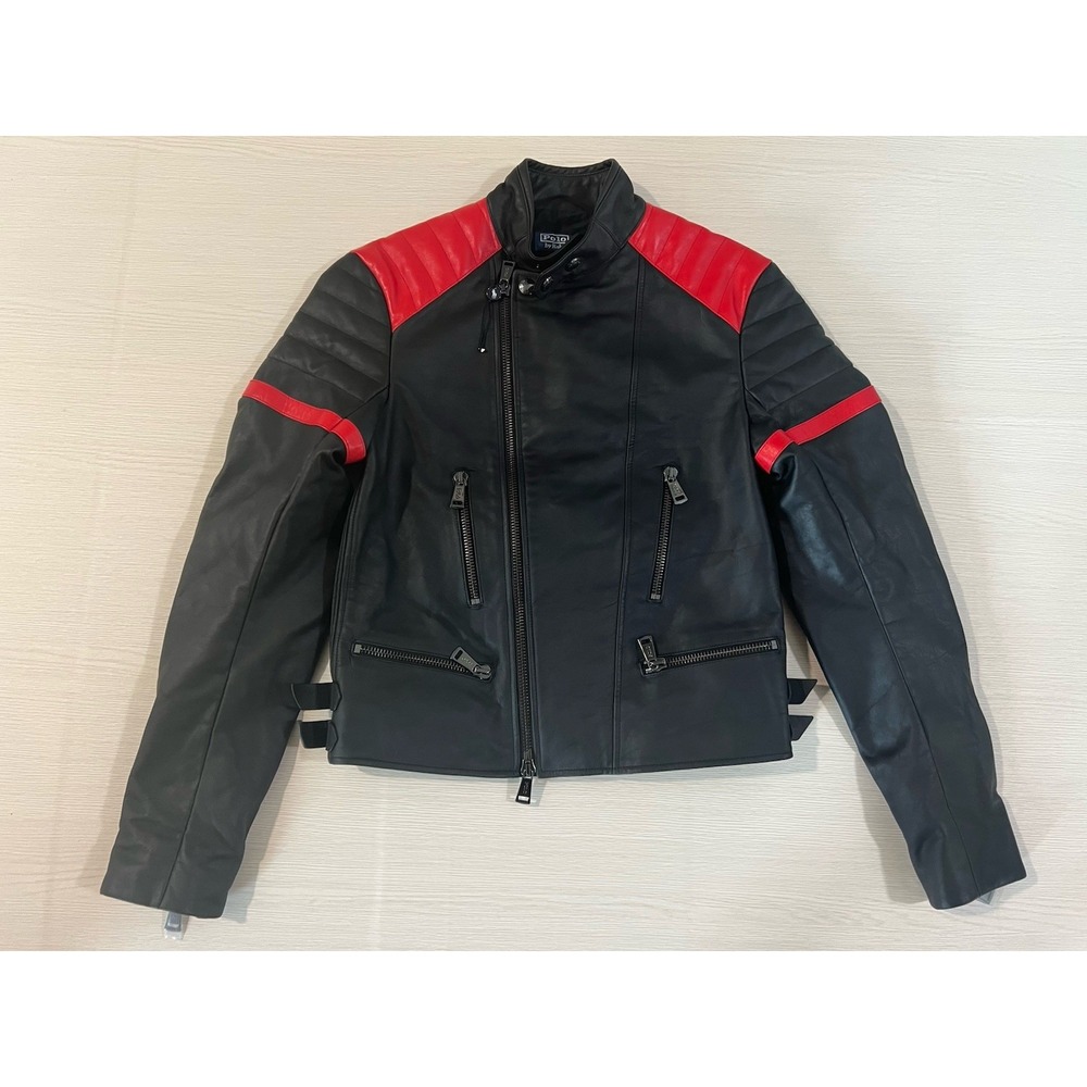 polo ralph lauren Leather Cafe' Racer Jacket‎ Size XS